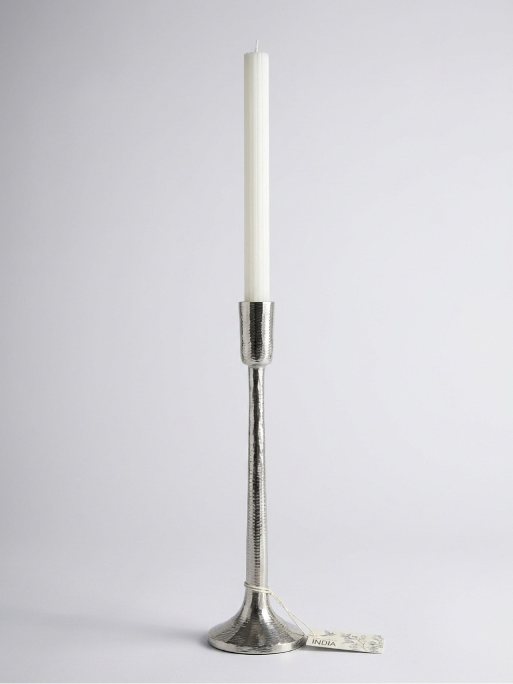 Cost Plus World Market Silver Hammered Taper Candle Holder
